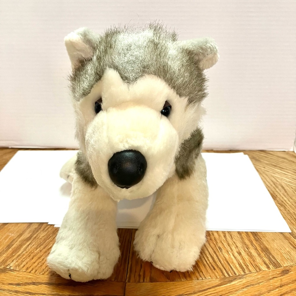 Build-A-Bear Plush Siberian Husky Dog Magnetic Mouth 18in Gray White Read